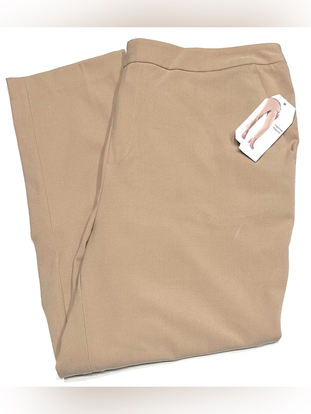NEW, Time & Tru Tapered Regular Flat Front Tan Ankle Pants Women's 16/18 X-Large - Picture 2 of 13